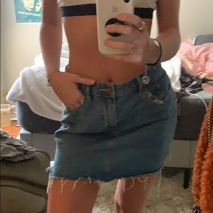 Jean skirt ripped bottom